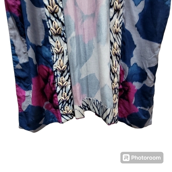 NWT SOFT SURROUNDINGS S/M Colorful Embellished Seashells Kimono Coverup Floral - Picture 7 of 13